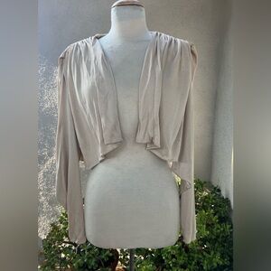 Vintage 70s disco shrug bolero jacket jersey champagne color M Frank Composto